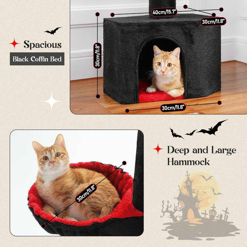 Height Adjustable Floor to Ceiling 5-Levels Cat Tree Cat Tower