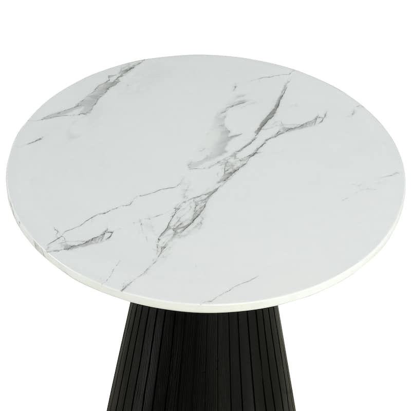 Furniture of America Tonix Modern White and Black Round Faux Marble Top End Table