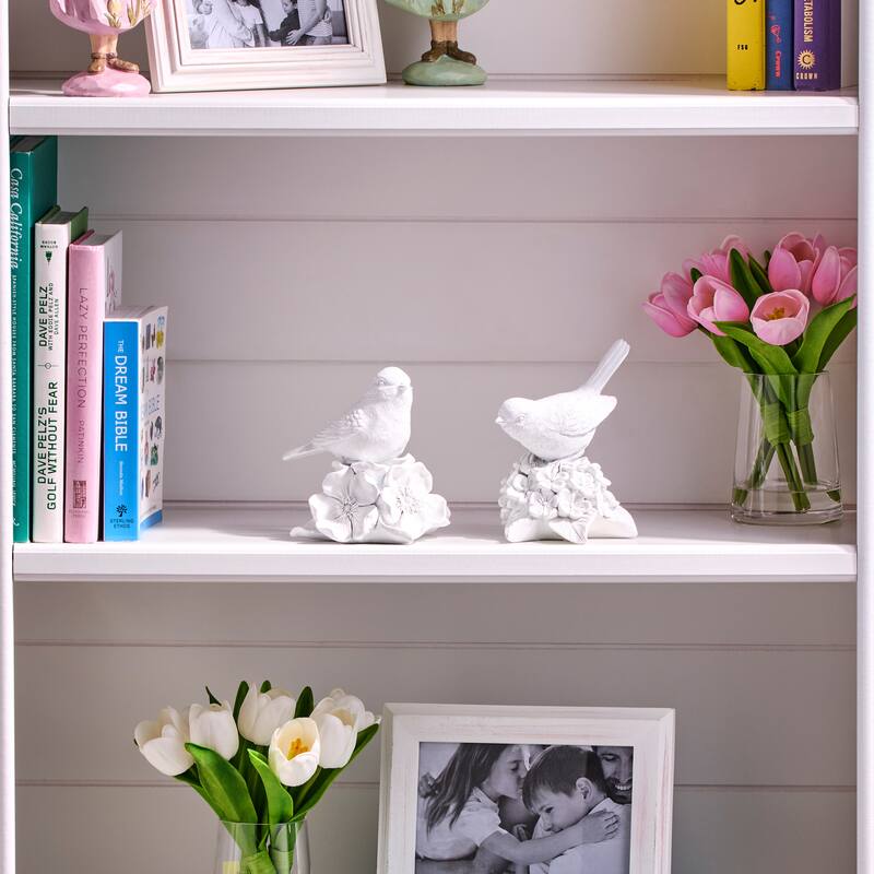 5.5" Resin Bird On Blossom Set of 2