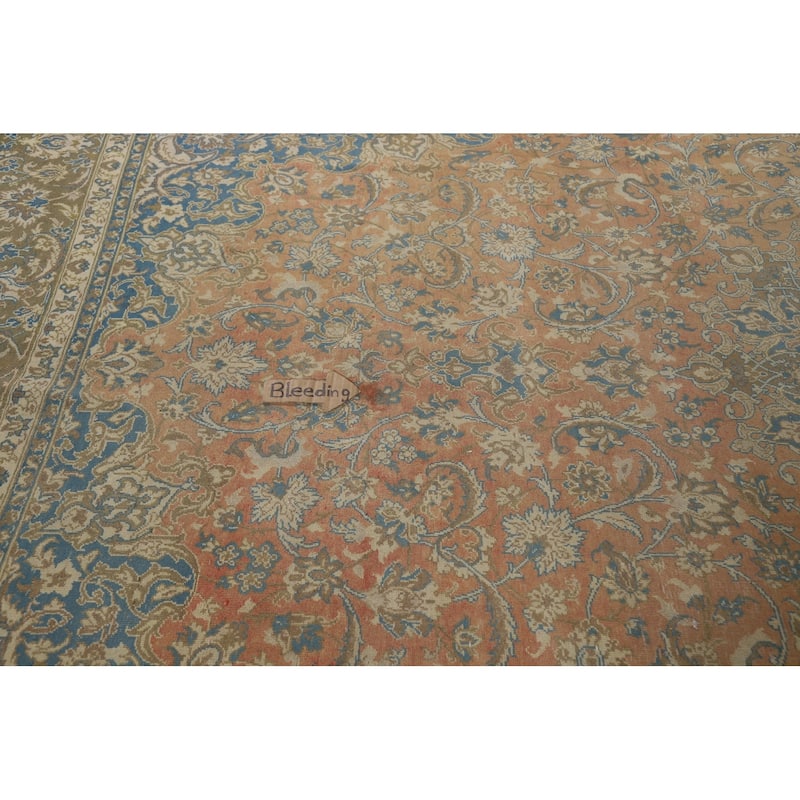 Orange Vintage Najafabad Persian Area Rug Hand-Knotted Wool Carpet - 9'5" x 13'4"