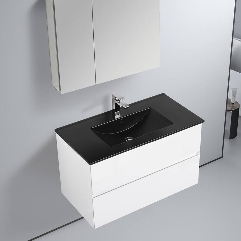 Blossom Wall Mounted Floating Bathroom Vanity with Double Acrylic Sink