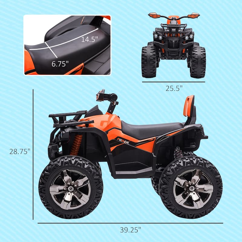 Ride-On ATV with LED Lights, 12V Ride-On ATV Off-Road Toy Car Battery Powered Electric Car with Music