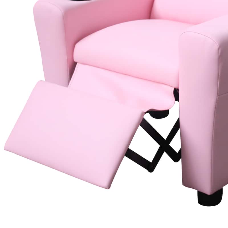 Marisa 23" Pink PU Leather Kids Recliner Chair with Cupholder
