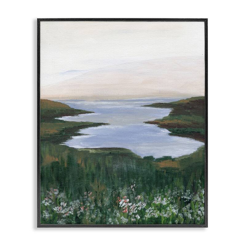 Stupell Peaceful Greenery by Lake Framed Giclee Art Design By Nikita Jariwala - 16 x 20 - Black