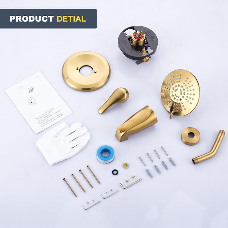 WOWOW Single Handle 5-Spray Shower Faucet with Tub Spout