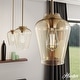 preview thumbnail 1 of 10, Hunter Vidria 1-Light Mini Pendant - Kitchen Island, Dining Room, Bedroom - Contemporary, Transitional Alturas Gold - Iridescent Glass