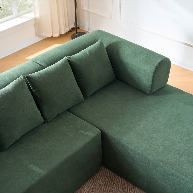 GDFStudio - 4-Seat Modular L-Shaped 106" Sectional Sofa with Movable Chaise & 5 Pillows