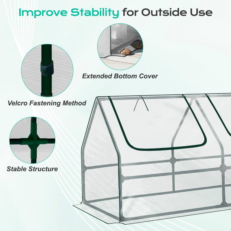 Aoodor 4 ft. x 2 ft. x 2 ft. Mini Greenhouse 2 Zipper Doors