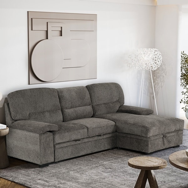 Jordan 93 in. Brown 2piece L Shaped Sectional Sleeper Sofa Bed with