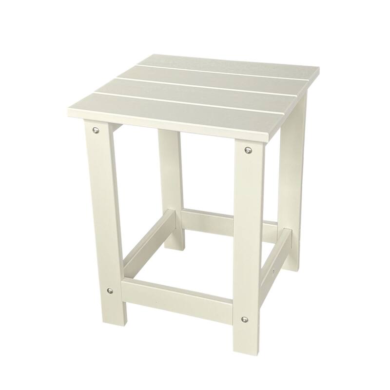 Hampton All Weather Poly Lumber Outdoor Square Patio Side Table - White