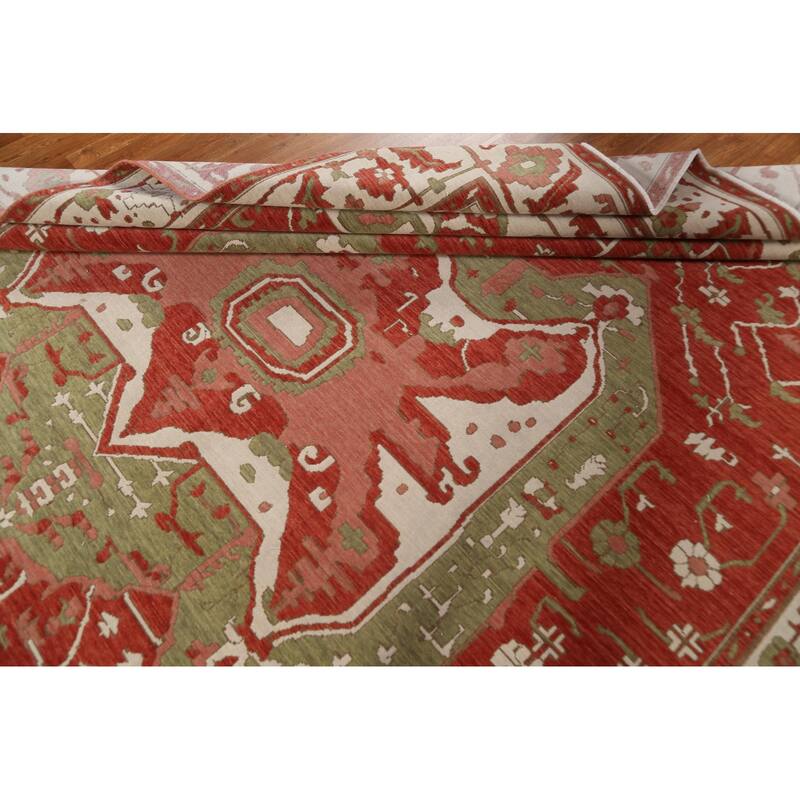Red Heriz Serapi Turkish Oriental Area Rug Hand-knotted Wool Carpet - 9'9" x 13'0"