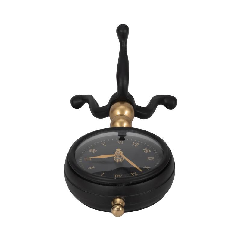Sagebrook Home 10" Addison Gold And Black Desk Clock, Perfect for Decor - 5" x 5" x 10"