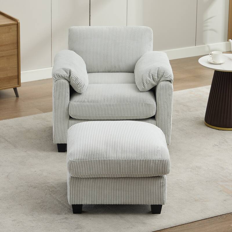 Multi-Seater Corduroy Sectional Sofa, Modular Settee, Included Removable Ottomans