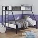 preview thumbnail 2 of 3, Metal Twin over Full Bunk Bed with Side Ladder in White and Black