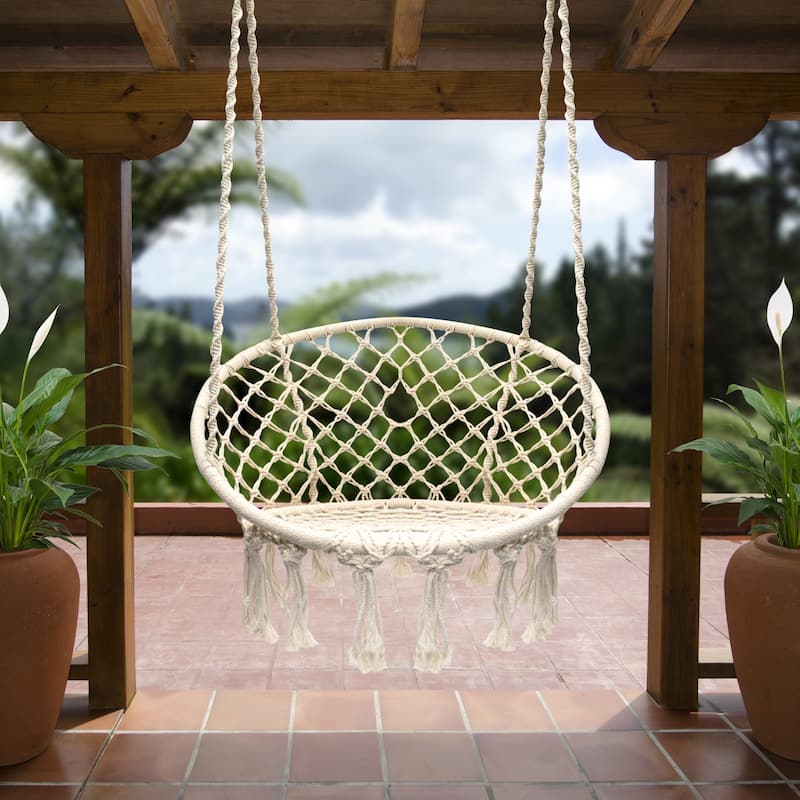 Indoor/Outdoor Macrame Hammock Chair Swing