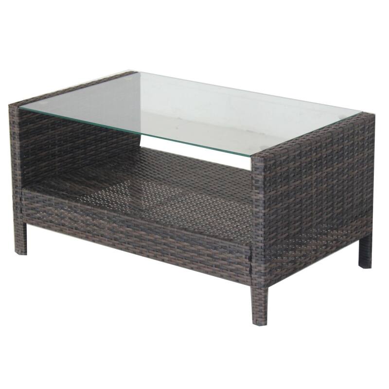 Outdoor patio Furniture Coffee Table with clear tempered glass
