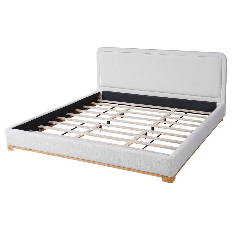 Christopher Knight Home - Lysander Boucle Upholstered Bed with Curved Headboard