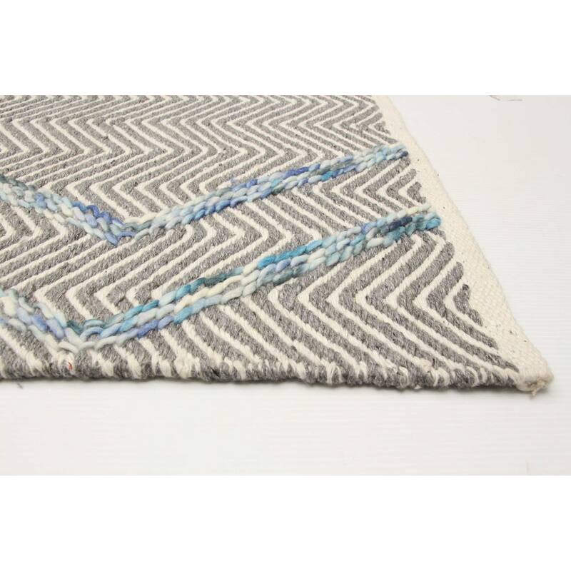 ECARPETGALLERY Braid weave Sienna Grey Wool Rug - 5'0 x 7'11