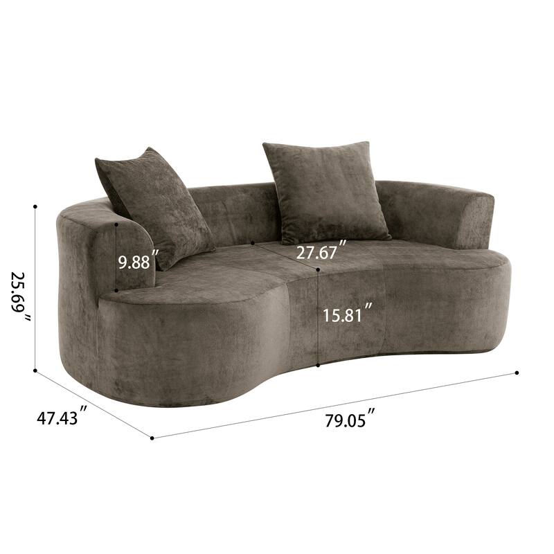 Modern Sleeper Gray Chenille Sofa with Deep Seat, No Assembly Required