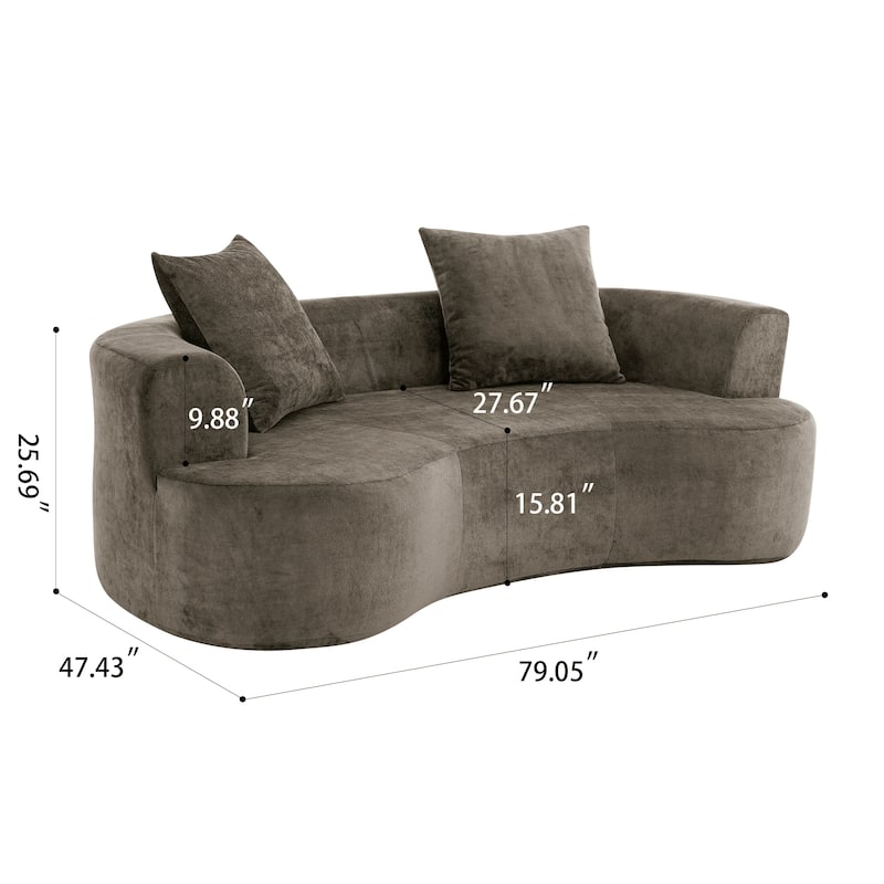 Moon-shaped Chaise Couch Chenille Cat Waist Deep Seat Loveseat Sofa