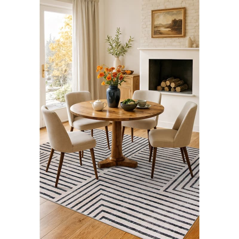 World Rug Gallery Distressed Bohemian Stripes Washable Non-Slip Area Rug