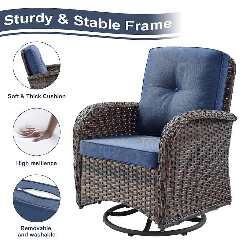 Pocassy Patio Swivel Rocker Chairs with Side Table