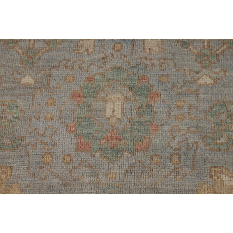 Hand Knotted Oriental 100% Wool Carpet Transitional All-Over Greys & Charcoal Oushak Area Rug - 9' 11'' X 8' 0''