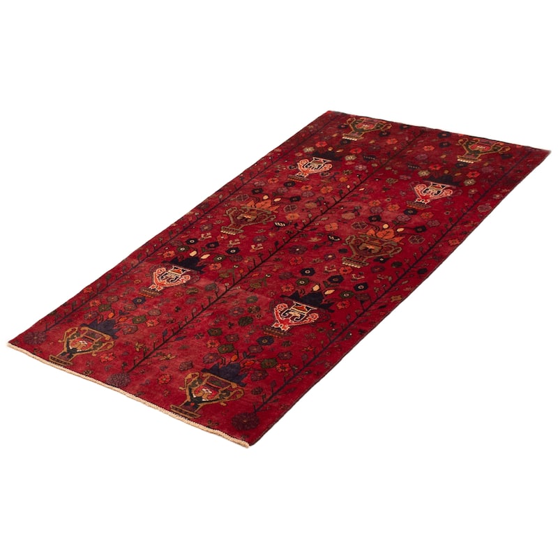 ECARPETGALLERY Hand-knotted Melis Vintage Red Wool Rug - 3'11 x 7'7