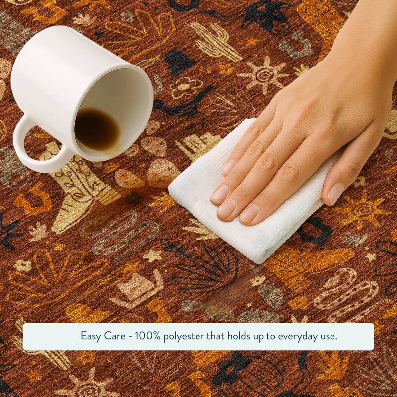 Machine Washable Indoor/ Outdoor Cowboy Dallas Chantille Rug