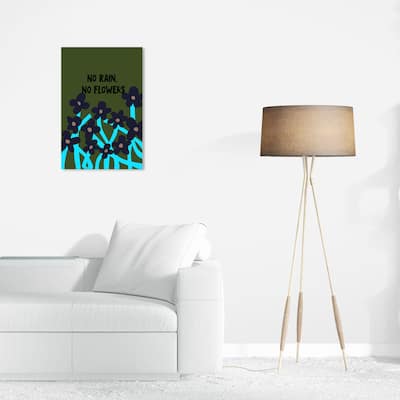 Wynwood Studio Canvas Typography No Rain No Flowers Purple and Light Purple Modern & Contemporary Wall Art Canvas Print