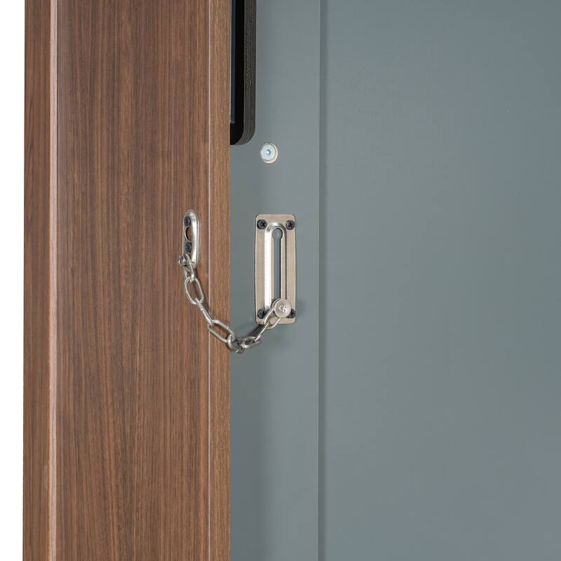 Space-Saving Full Size Murphy Bed with Foldable Desk in Walnut & Gray