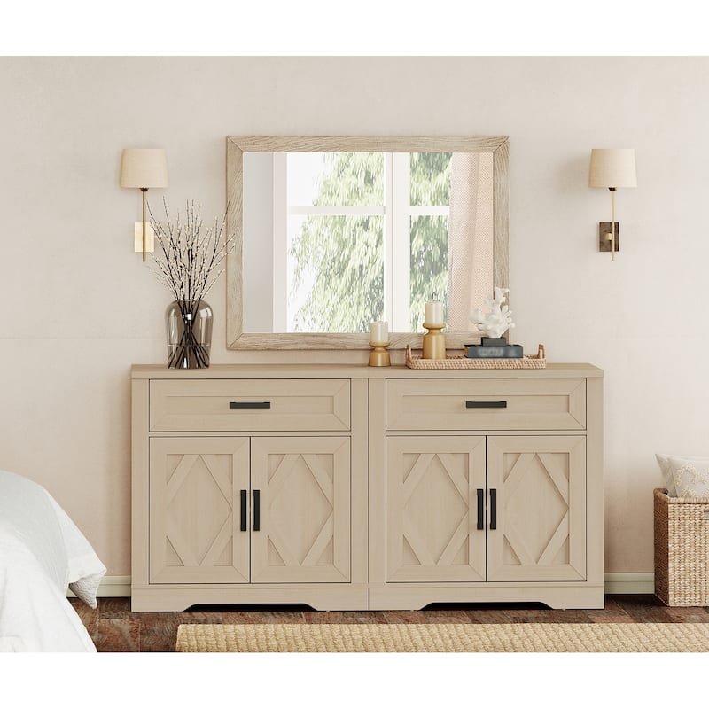 Farmhouse Entertainment Center with Storage Barn Door Cabinet for 50"-130" TVs