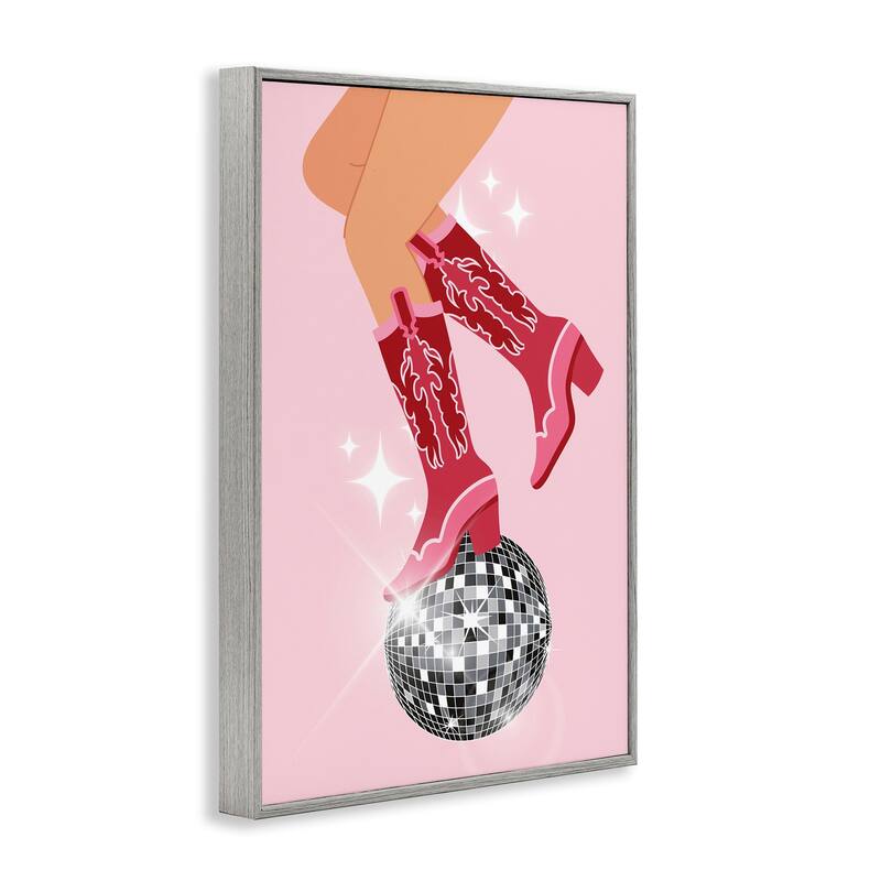 Stupell Balancing Disco Cowgirl Framed Giclee Art Design By LSR Design Studio