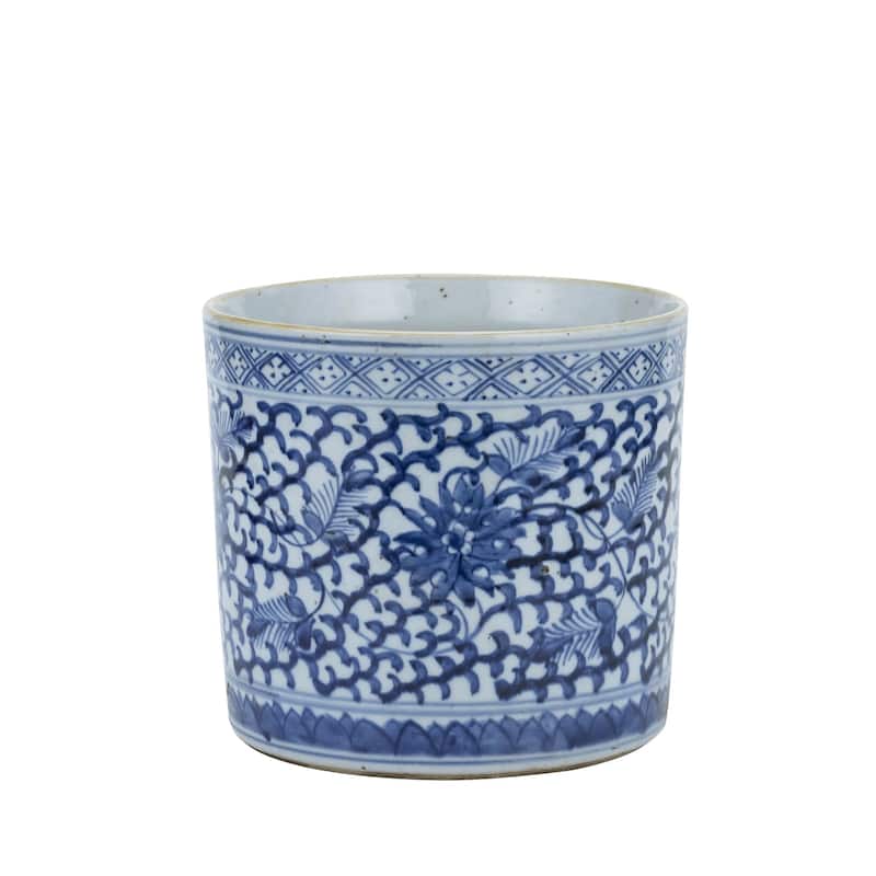 Blue & White Climbing Vines Orchid Pot - 7.5x7.5x7.5