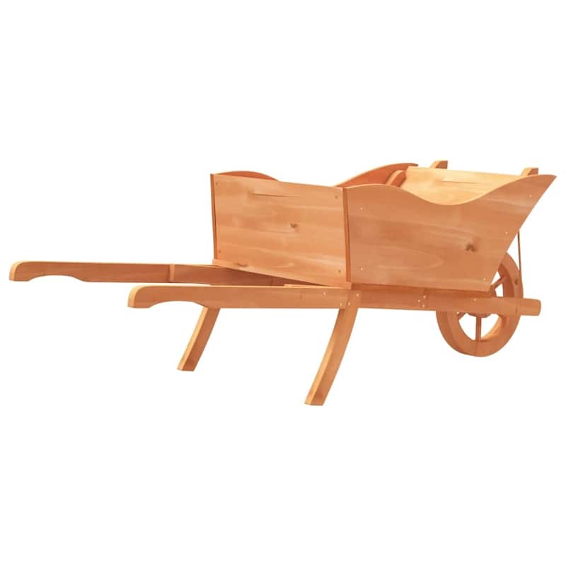 vidaXL Wheelbarrow Planter Natural Wood Solid Fir Wood Large Portable - 17.9 x 50.4 x 16.9