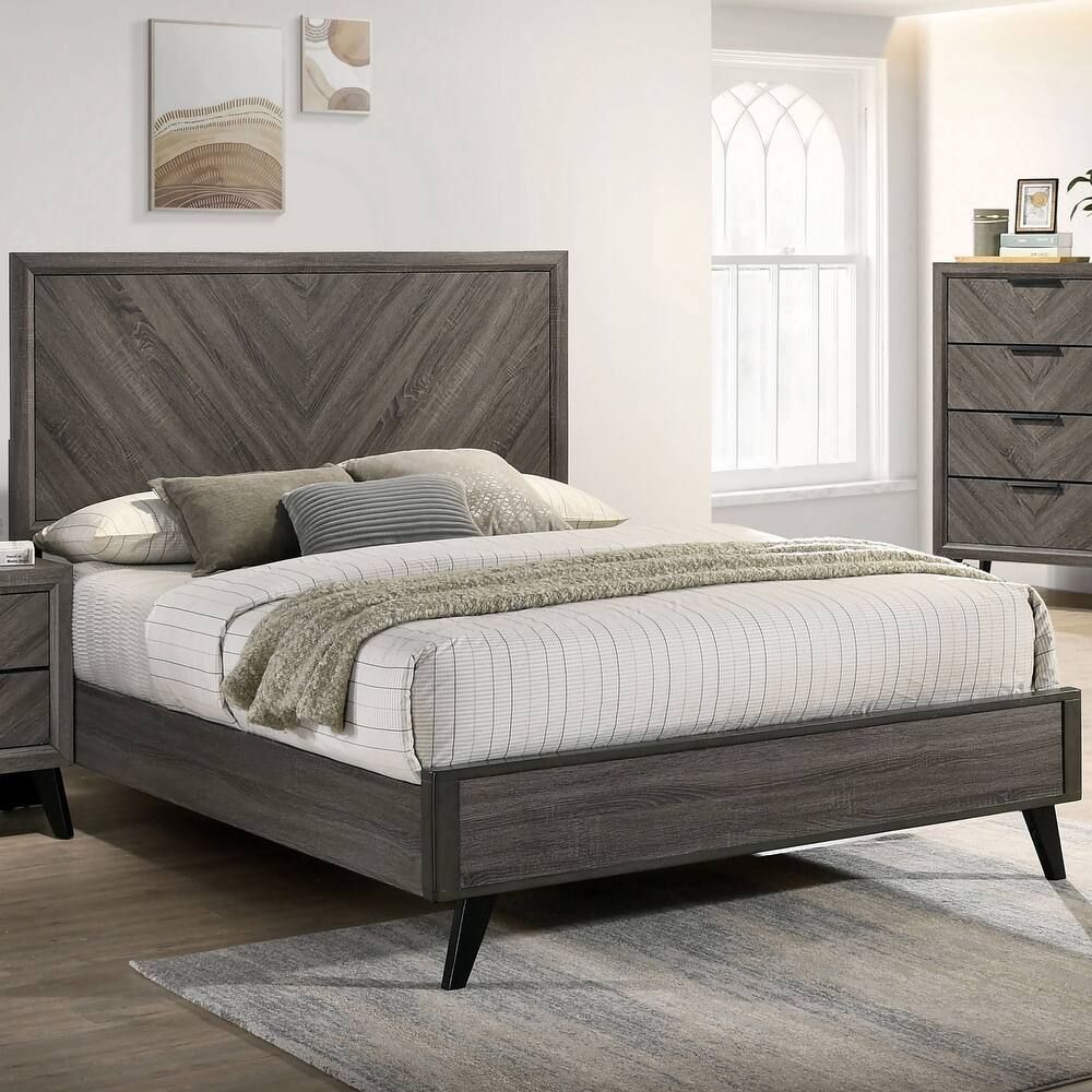 Ovex Contemporary Grey Solid Wood Panel Bed by Furniture of America