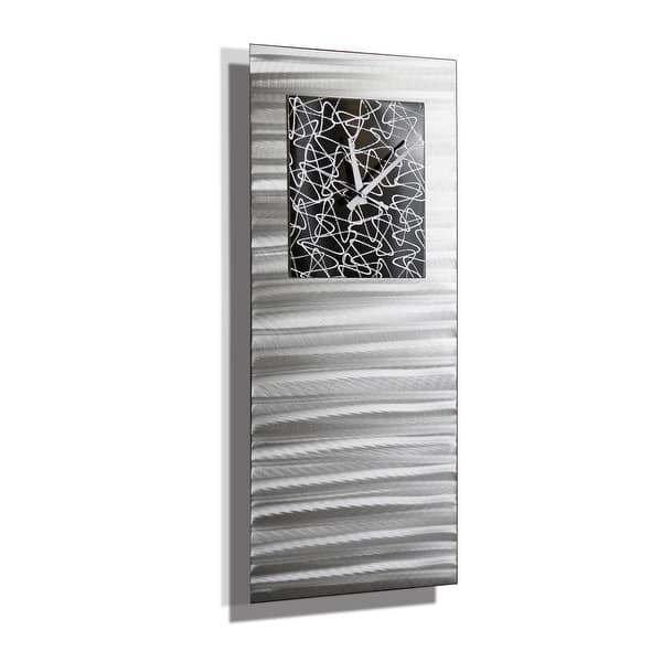 Statements2000 Silver Black Wall Clock Modern Abstract Art By Jon Allen Atomic Radiance 24 X 9 Overstock 30600686