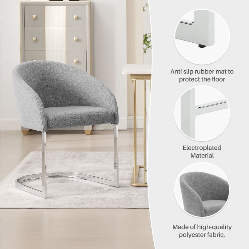 Modern Fabric Upholstered Dining Chairs, Boucle Arm Side Chair - 30" H x 22.2" W x 21.7" D