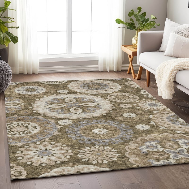 Premium Washable Super Soft Boho Suzani Mayfield Rug - Brown - 2' 6" x 3' 10" - Rectangle