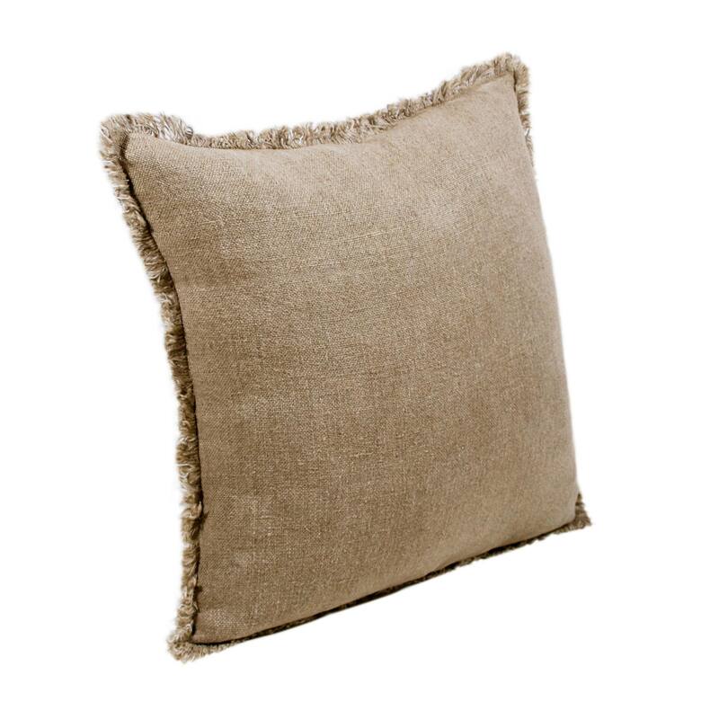 Handwoven Farmhouse Solid Square Throw Pillow - 20" - Tan Brown and Ivory