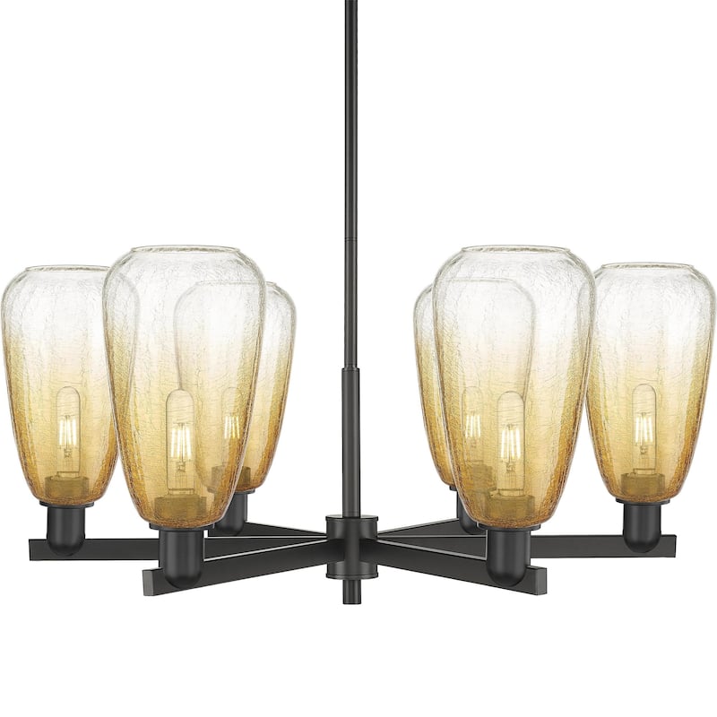 Innovations Lighting 716-6CR-14-24 Brookhaven Almond Chandelier - Matte Black / Amber