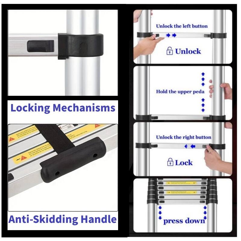4.1-Meter Telescopic Aluminum Ladder with Non-Slip Feet and Hooks