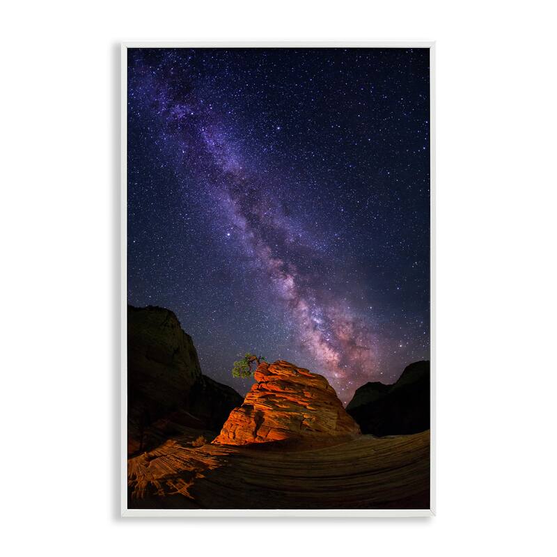 Stupell Milky Way Stars over Canyon Framed Giclee Art Design By Royce Bair - 16 x 24 - White
