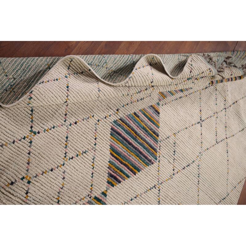 All-Over Trellis Moroccan Oriental Area Rug Hand-Knotted Wool Carpet - 5'11"x 9'5"