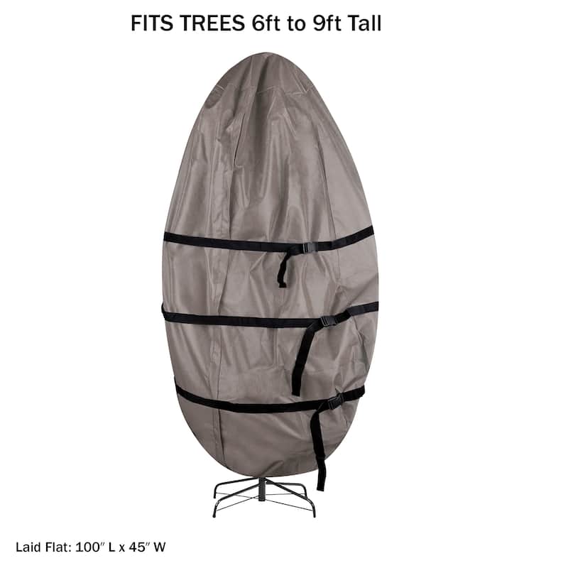 Christmas Tree Storage Bag - Upright Zippered Canvas Cover for 9-Foot Artificial Trees with Buckle Straps by Elf Stor (Gray)