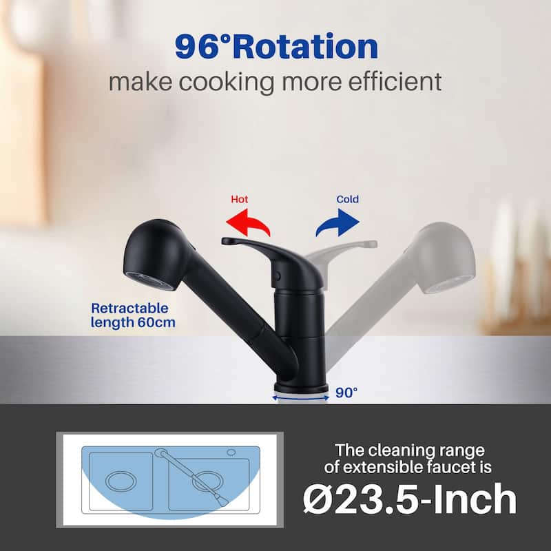WOWOW Modern Single Handle Pull Down Kitchen Faucet