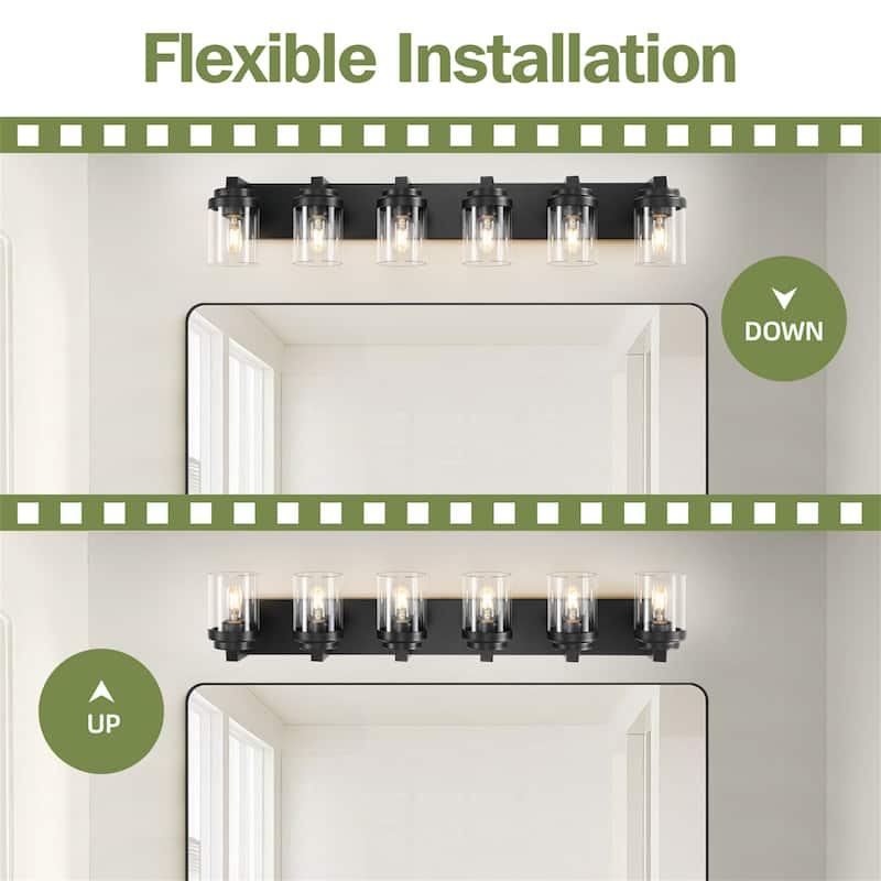 31" 6-Light Black Bathroom Vanity Light