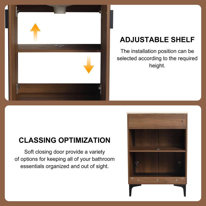 ARTCHIRLY 24/30 Inch Bathroom Vanity with Sink, Freestanding Bathroom Vanity with Soft Close Door and Adjustable Shelf