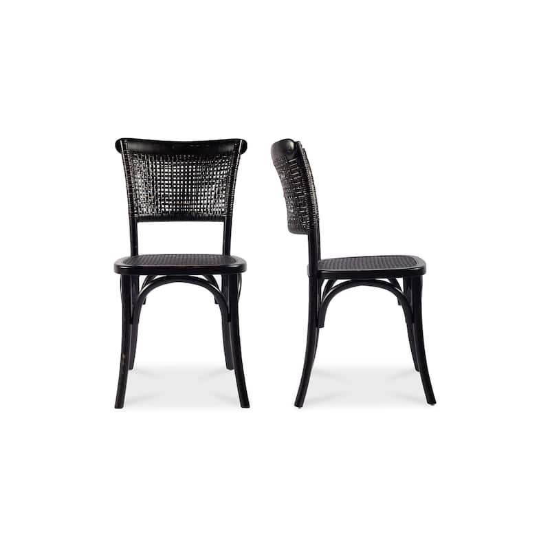 NADAAL STUDIOS Winston, Wooden Dining Chair With Rattan Seat, Set of Two - 18"W x22.5"D x34.5"H
