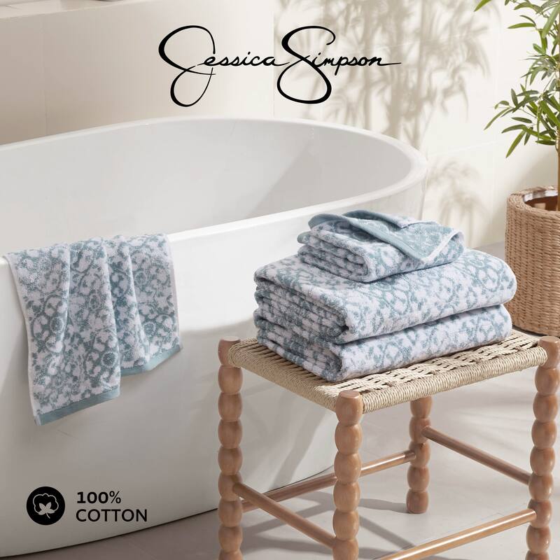 Jessica Simpson Aziza Collection Patterned Bath Towels, Set of 4
